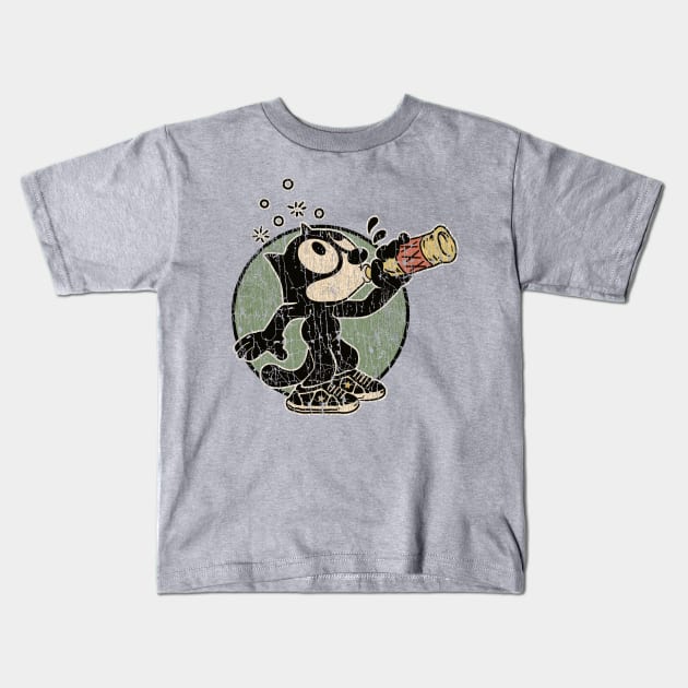 Felix The Cat // Beer Drinker Kids T-Shirt by Niko Neon